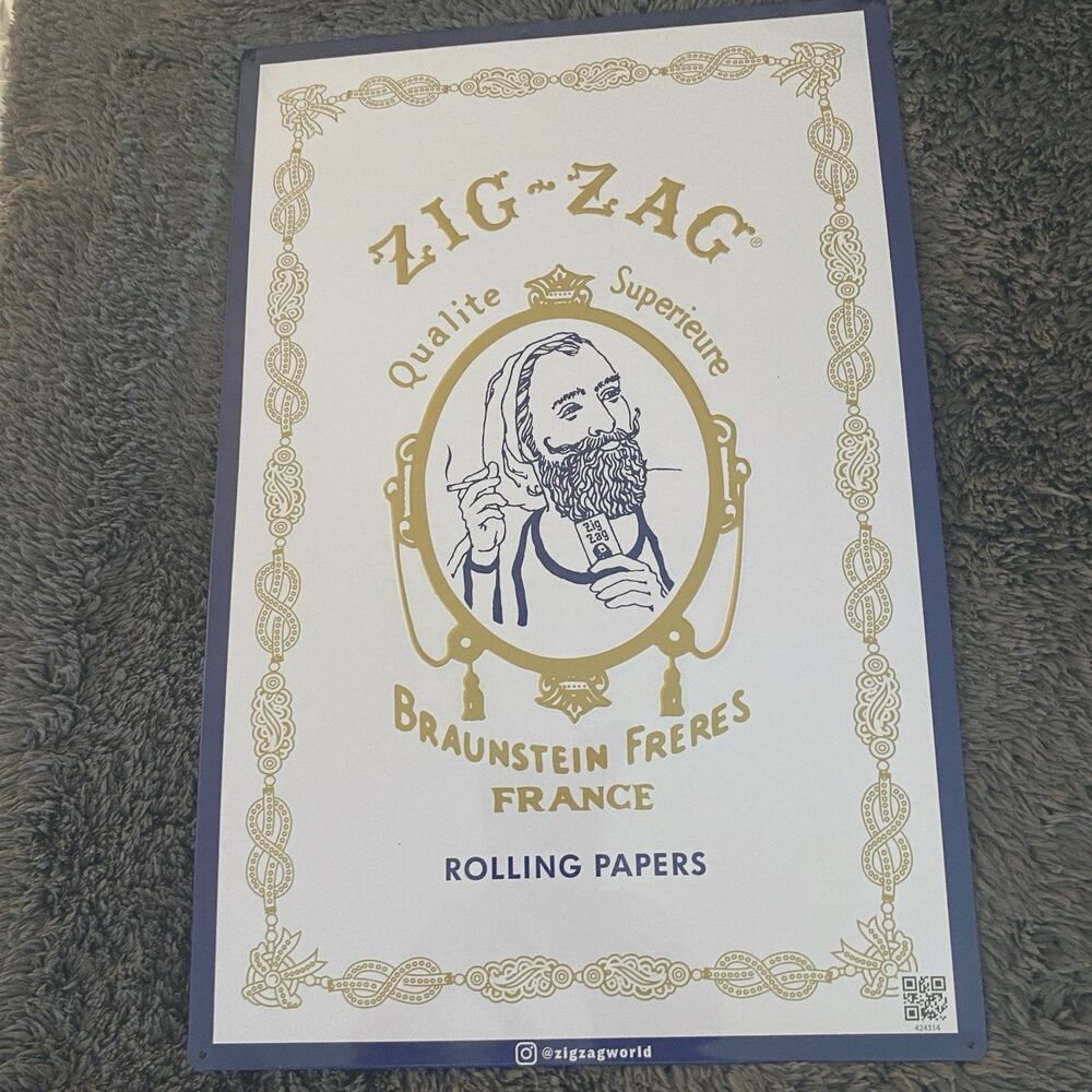 Zig-Zag BRAUNSTEIN FRERES FRANCE Rolling Papers TIN  12X18 RARE!